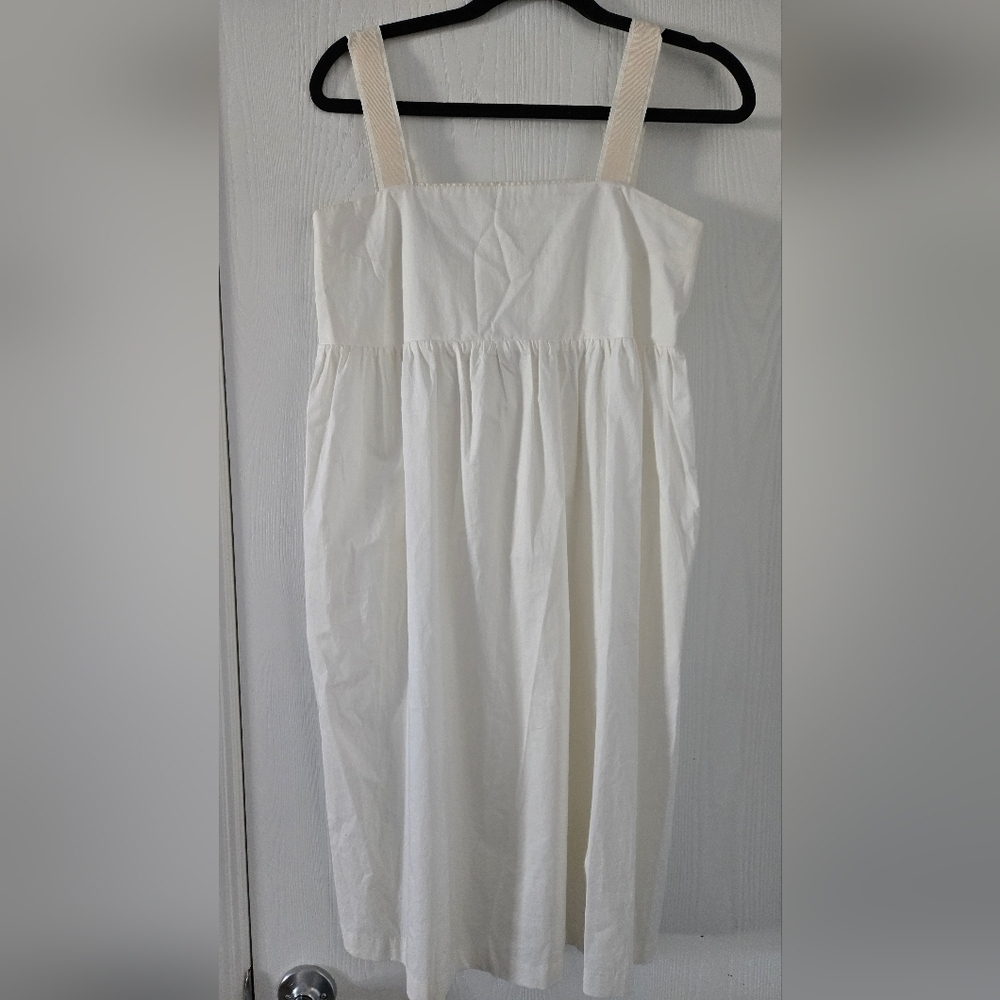 Hatch White Wool Silk Blend Cream Midi Dress O/S